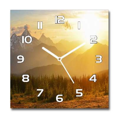 Square wall clock Sunset of the mountain