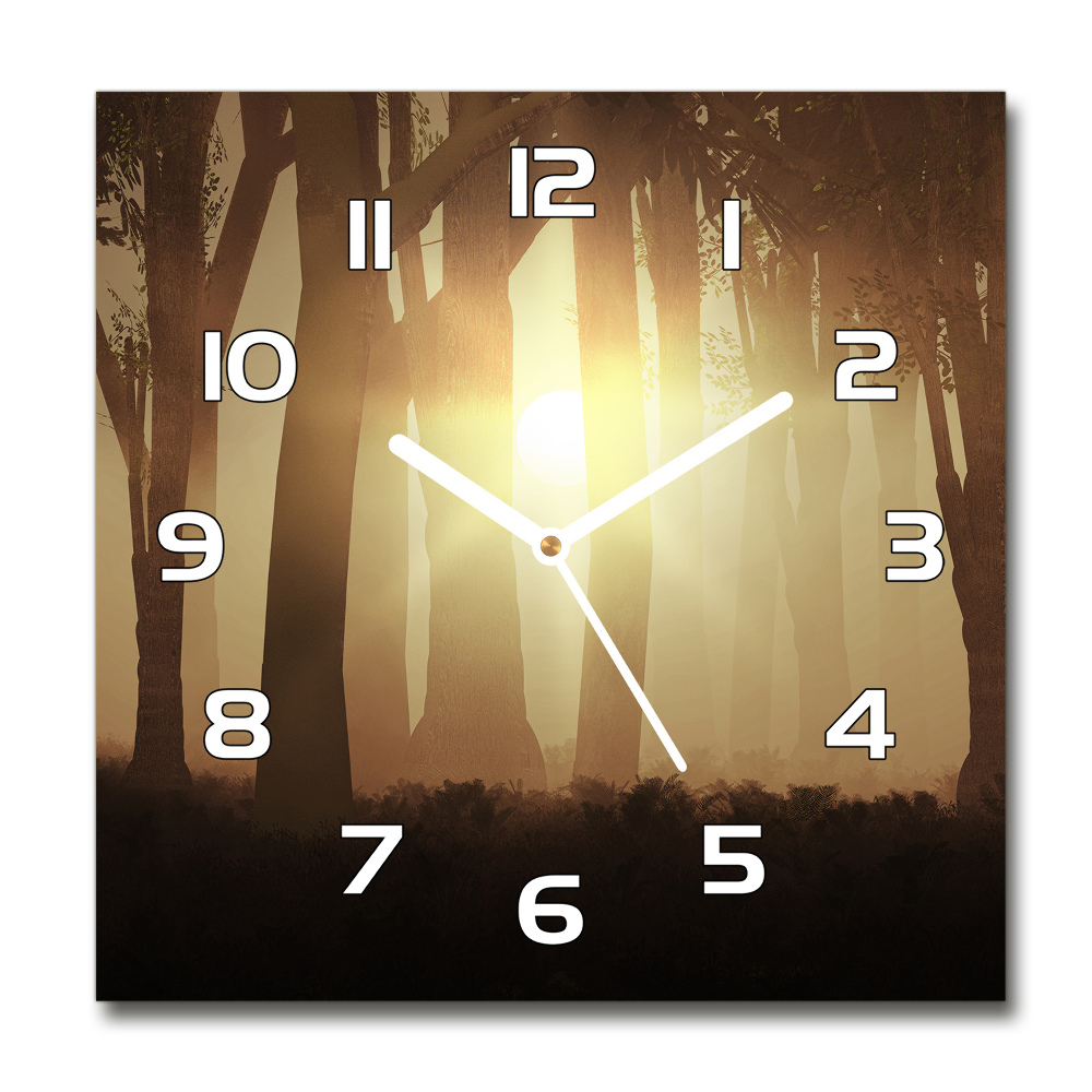 Square wall clock Fog in the forest