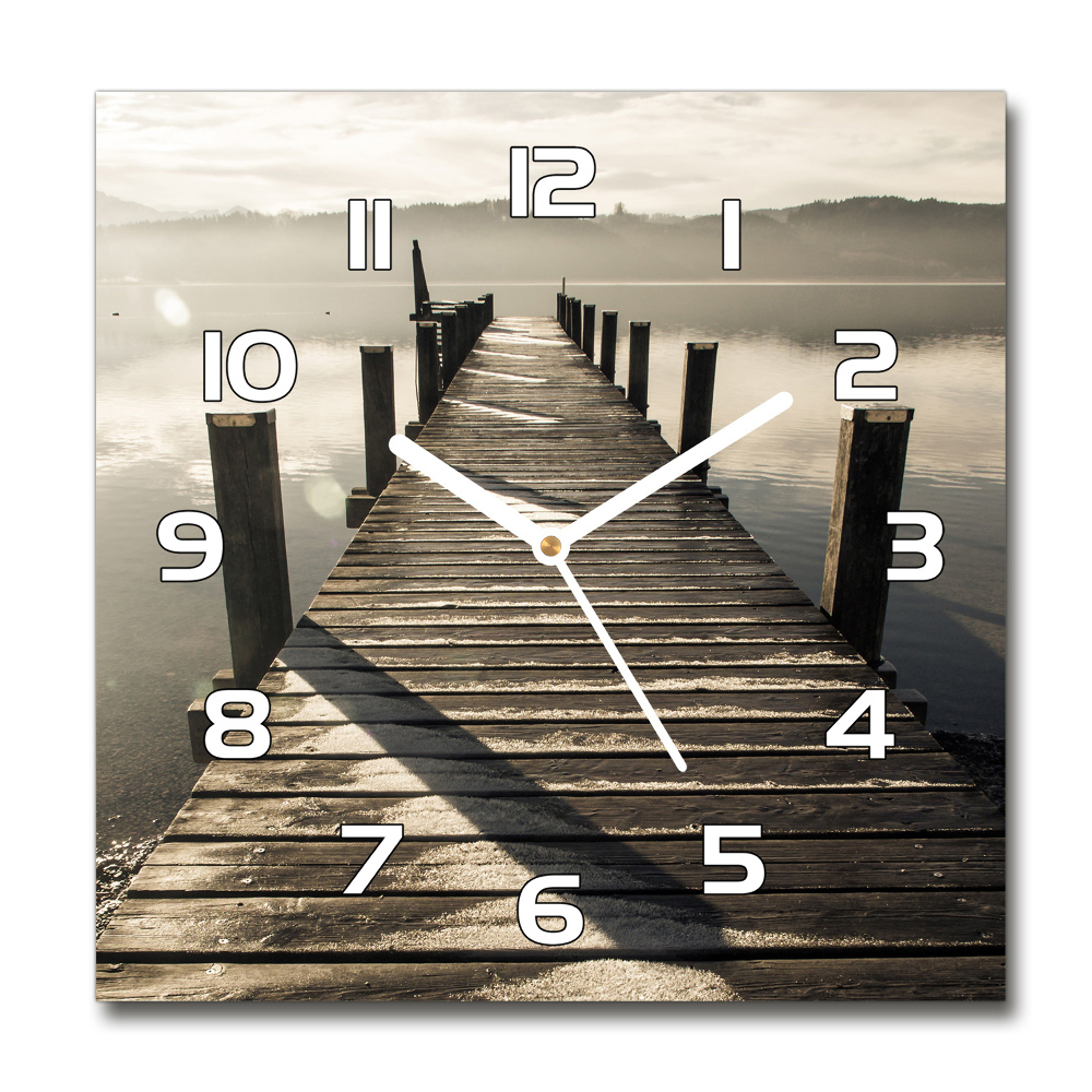 Square kitchen clock Wooden pier