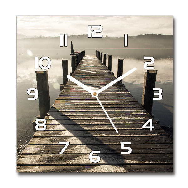 Square kitchen clock Wooden pier