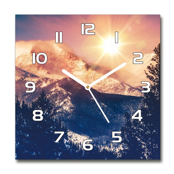 Square kitchen clock The sun over the mountains