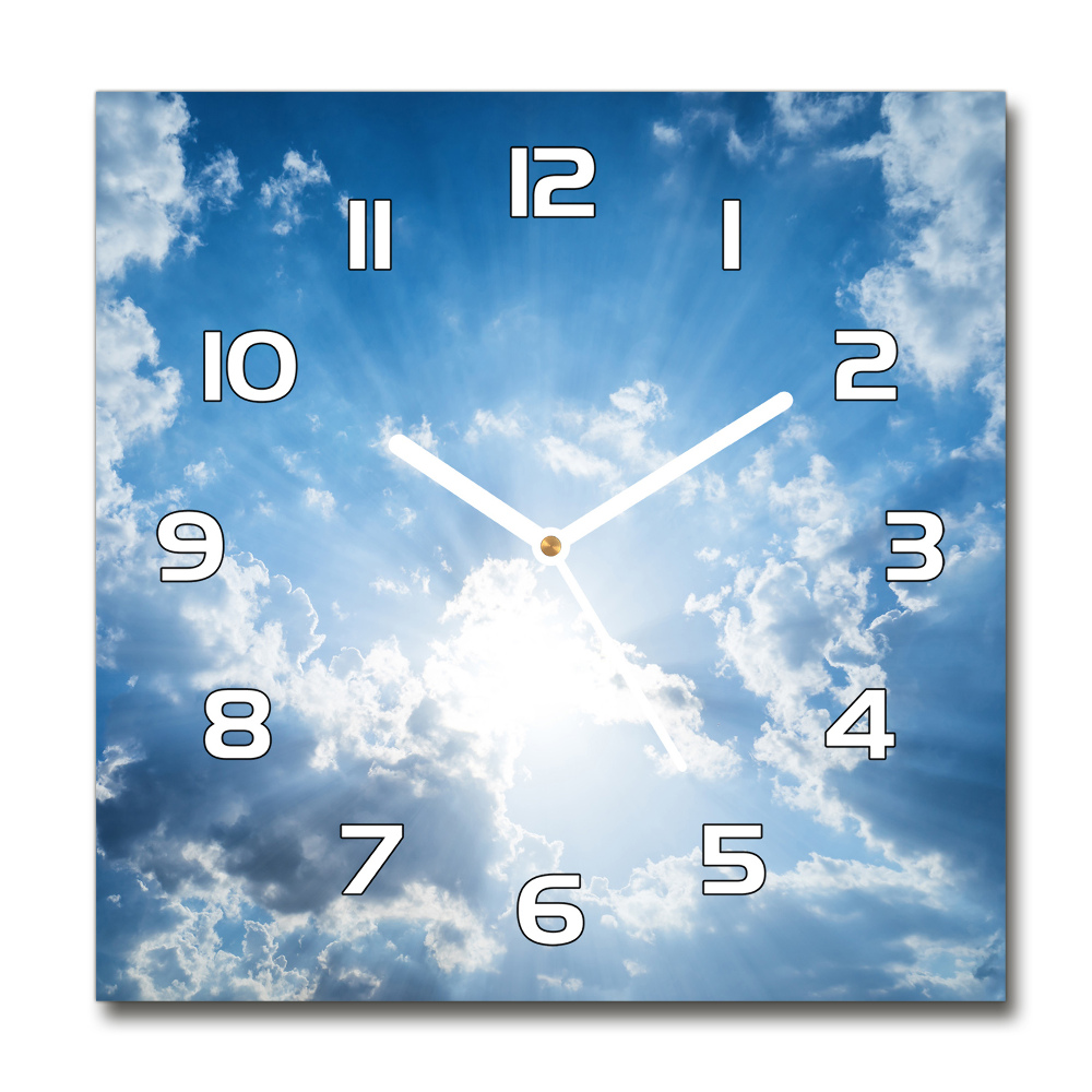 Square glass wall clock Clouds in the sky