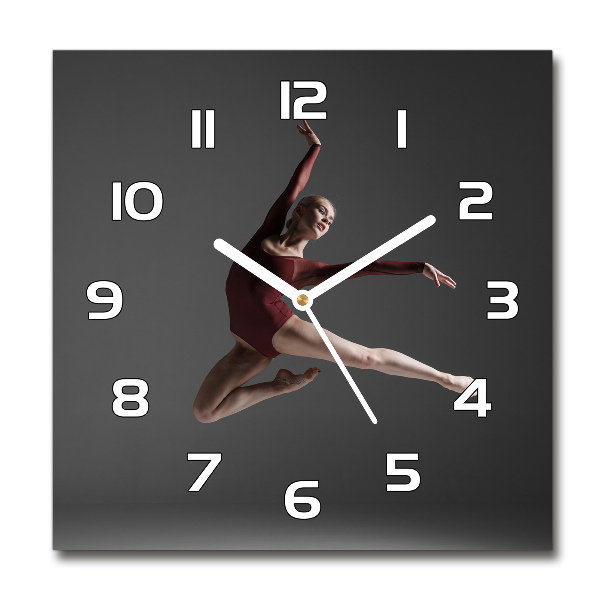 Square glass wall clock Modern dance