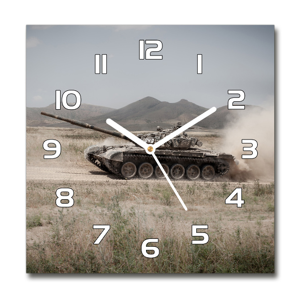 Square wall clock Tank in the desert