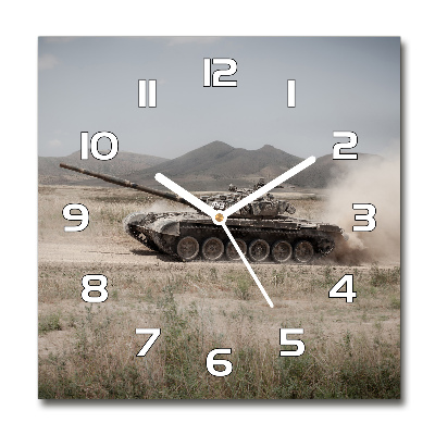 Square wall clock Tank in the desert