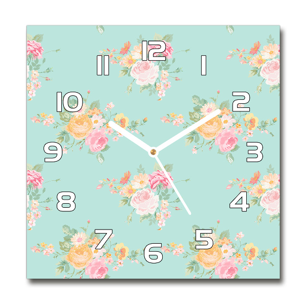 Square kitchen clock Floral pattern