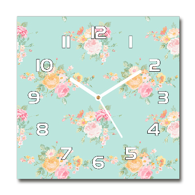 Square kitchen clock Floral pattern