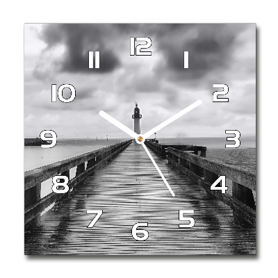 Square glass wall clock Lighthouse