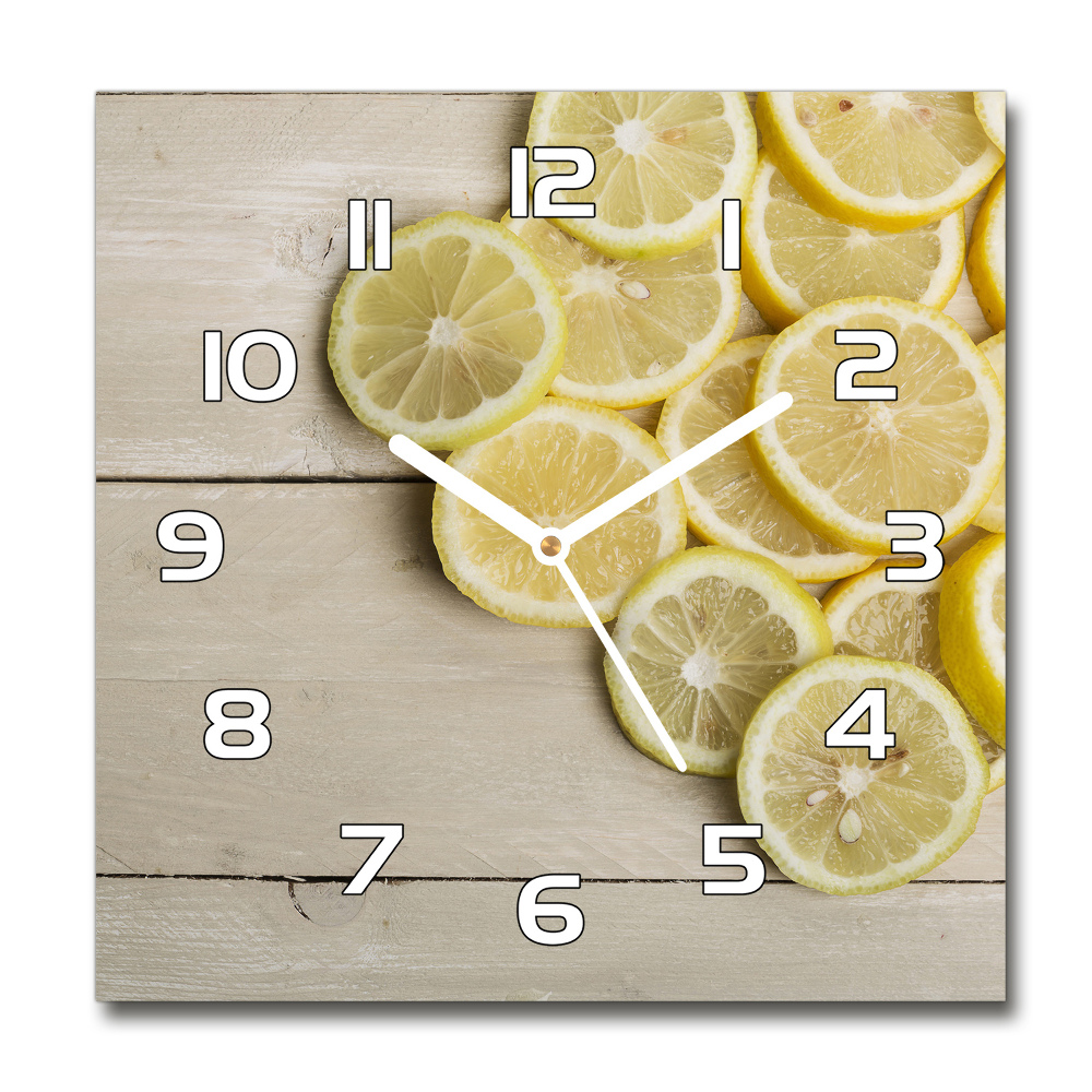 Square kitchen clock Lemons wood