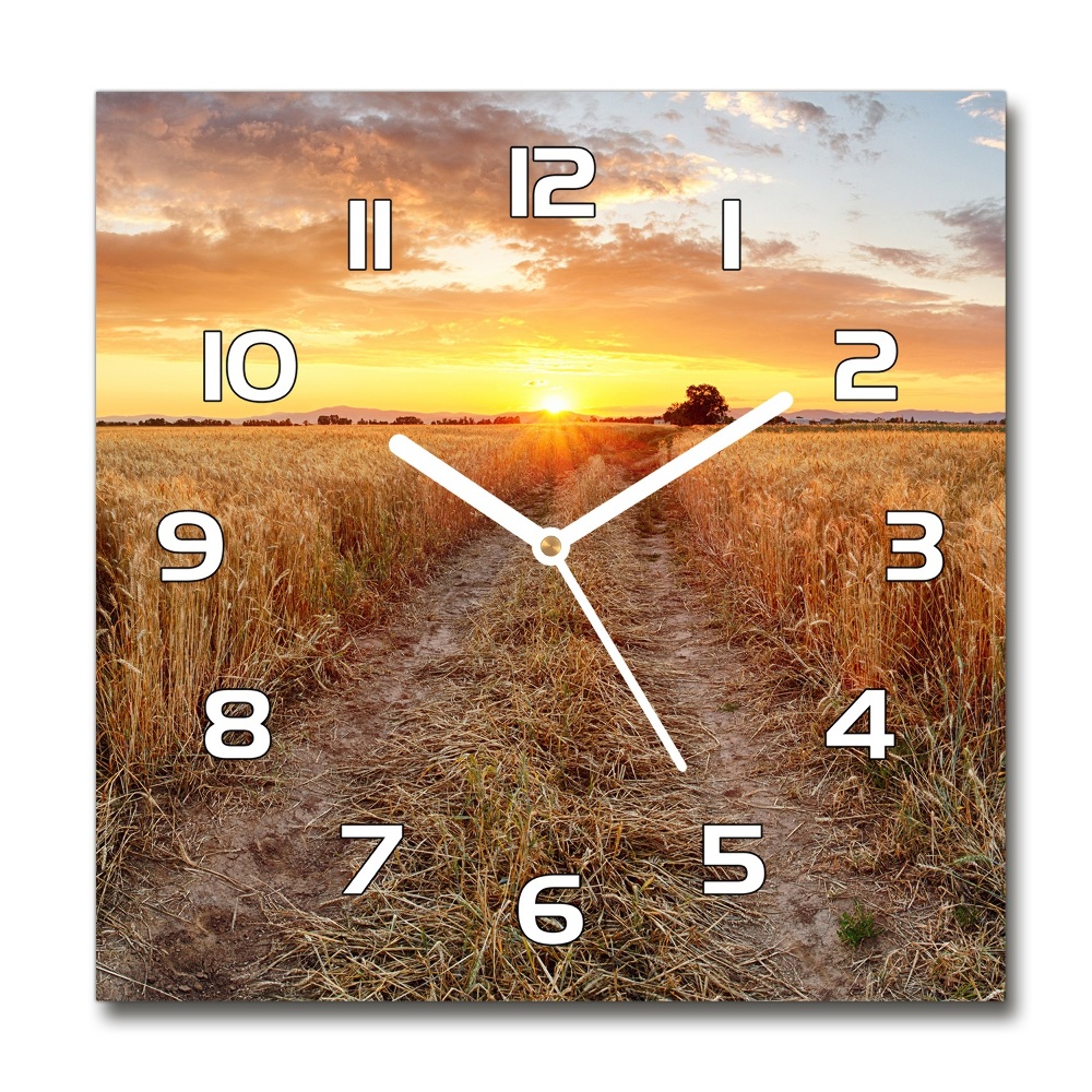 Square wall clock Wheat field