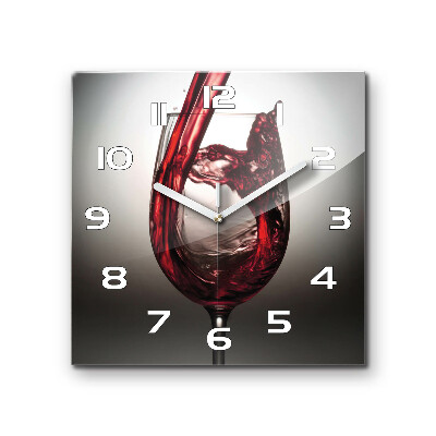 Square kitchen clock Red wine