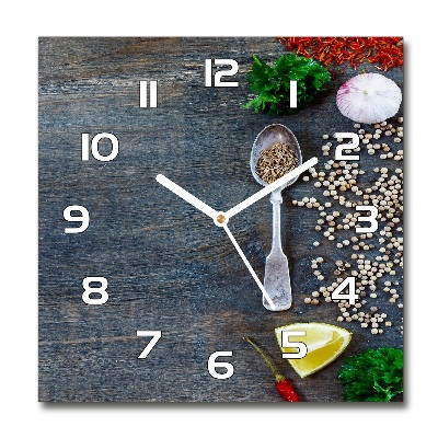 Square kitchen clock Spices and herbs