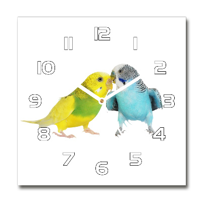 Square wall clock Faded parakeets