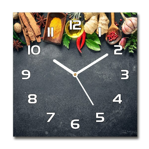 Square wall clock Herbs and spices