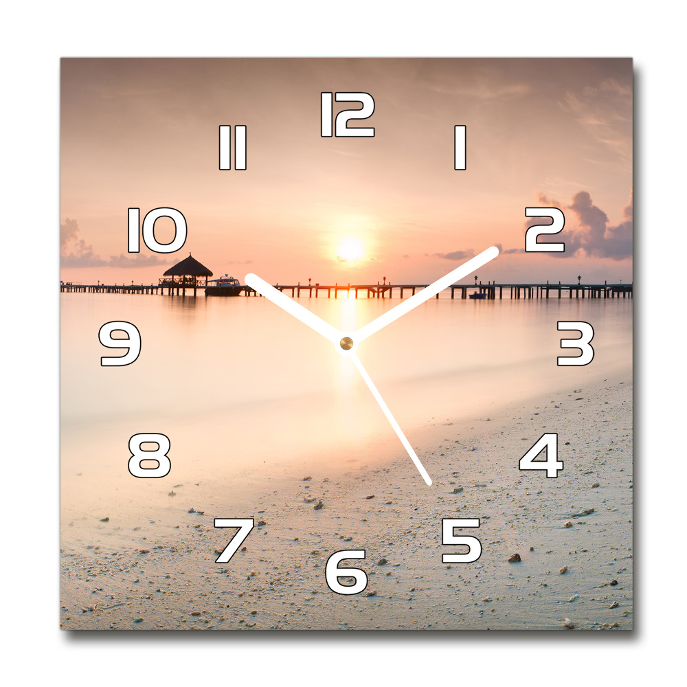 Square wall clock Maldives beach