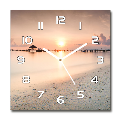 Square wall clock Maldives beach