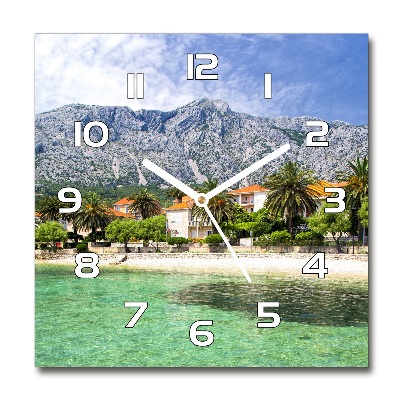 Square kitchen clock Beach in Croatia