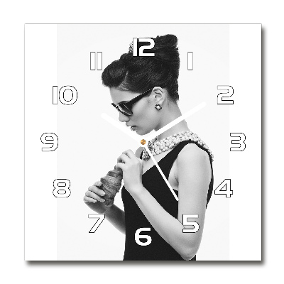 Square wall clock Woman with glasses