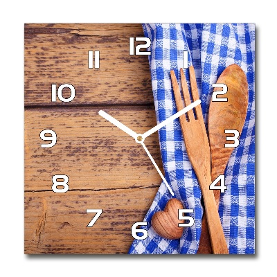 Square wall clock Wooden cutlery