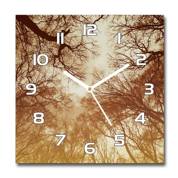 Square glass clock Forest