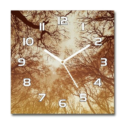 Square glass clock Forest