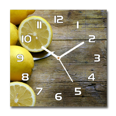 Square wall clock Lemons on wood