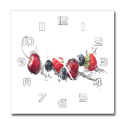 Square glass wall clock Forest fruits