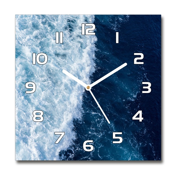 Square glass wall clock Sea waves