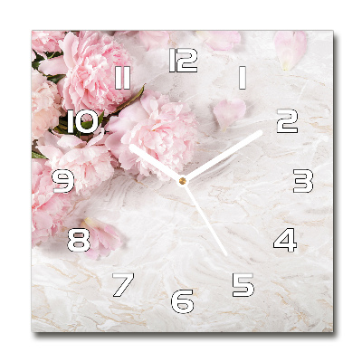 Square wall clock Peonies