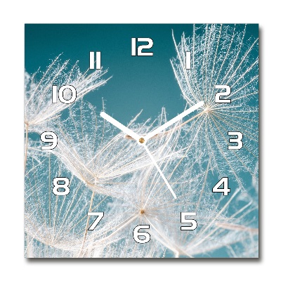 Square glass clock Dandelion seeds