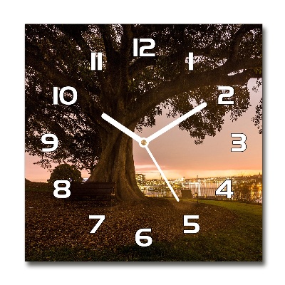 Square wall clock Old tree