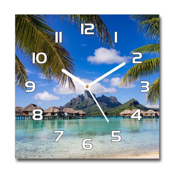 Square wall clock Palms on Bora Bora