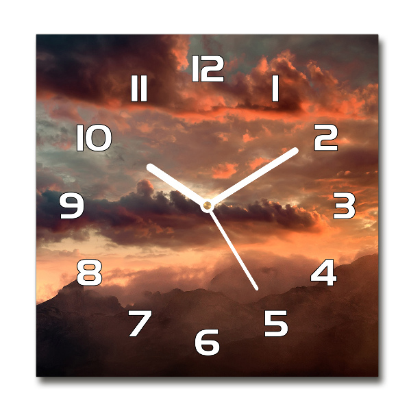 Square wall clock Sunset of the mountain