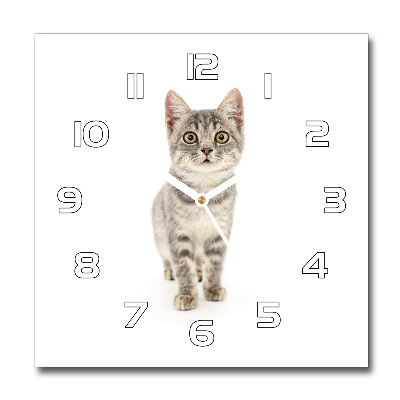 Square wall clock Gray cat