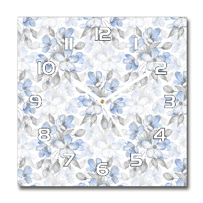 Square glass clock Delicate flowers