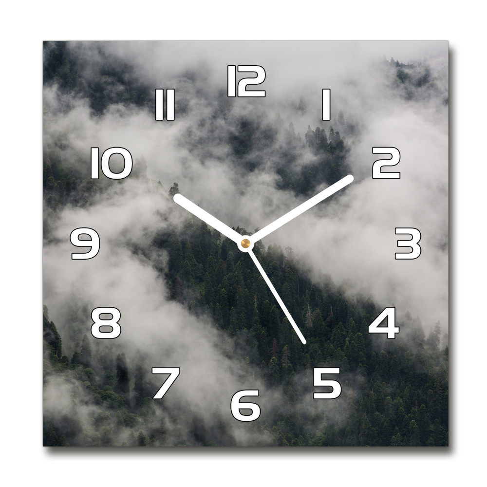 Square wall clock Fog over the forest