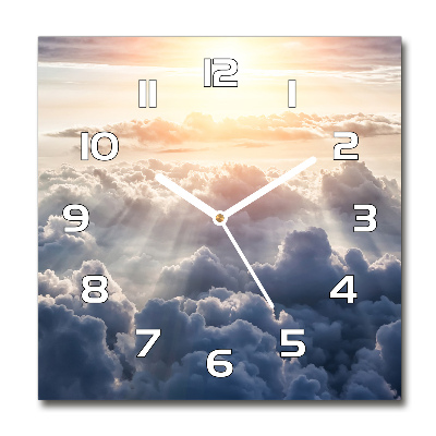 Square wall clock Bird's flight clouds