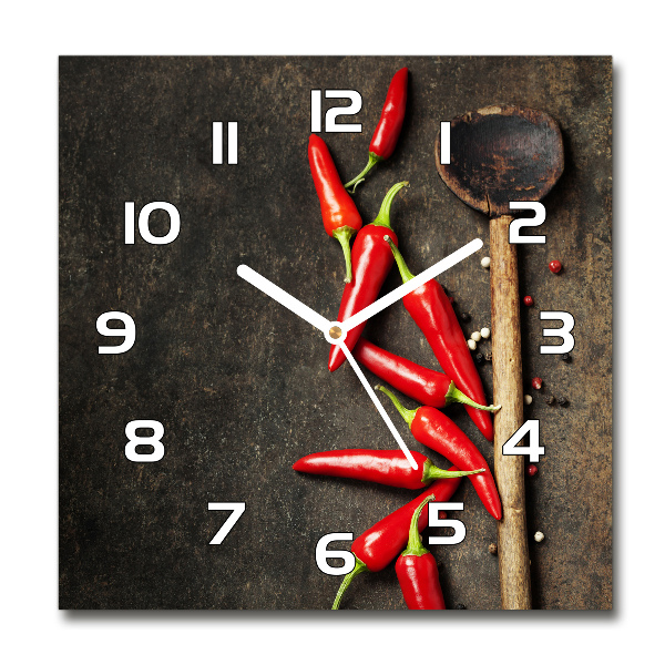 Square kitchen clock Chilli peppers