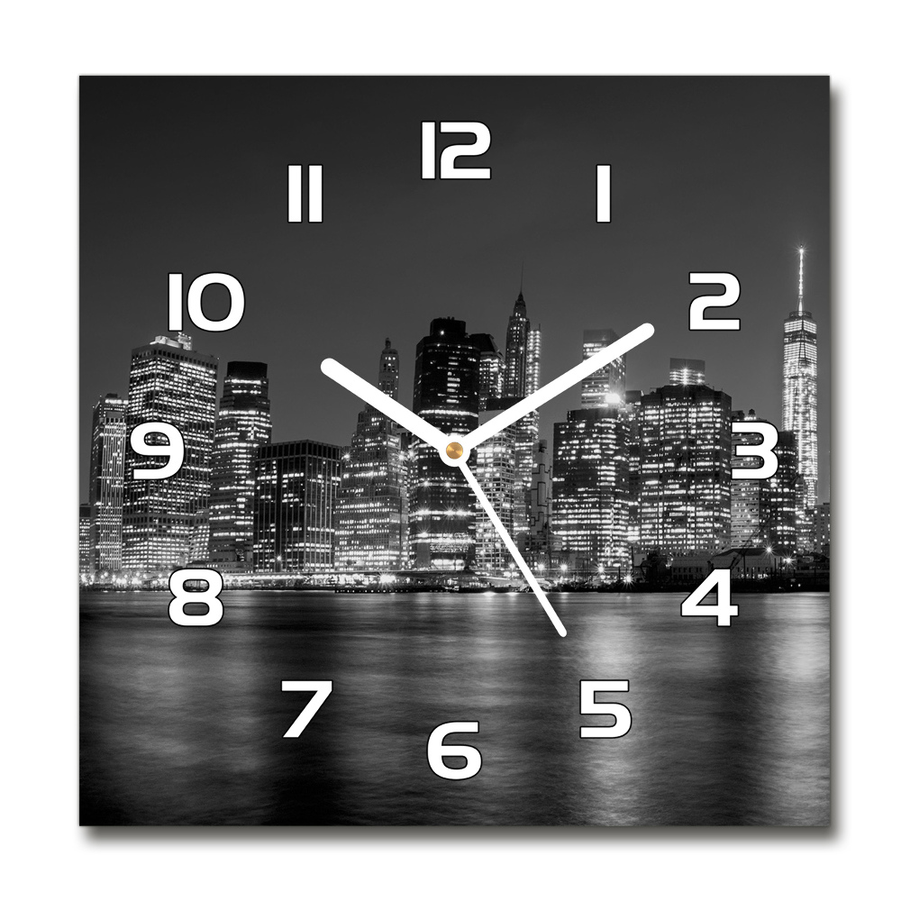 Square wall clock Manhattan at night