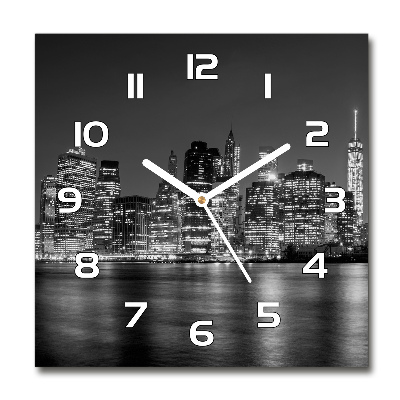 Square wall clock Manhattan at night