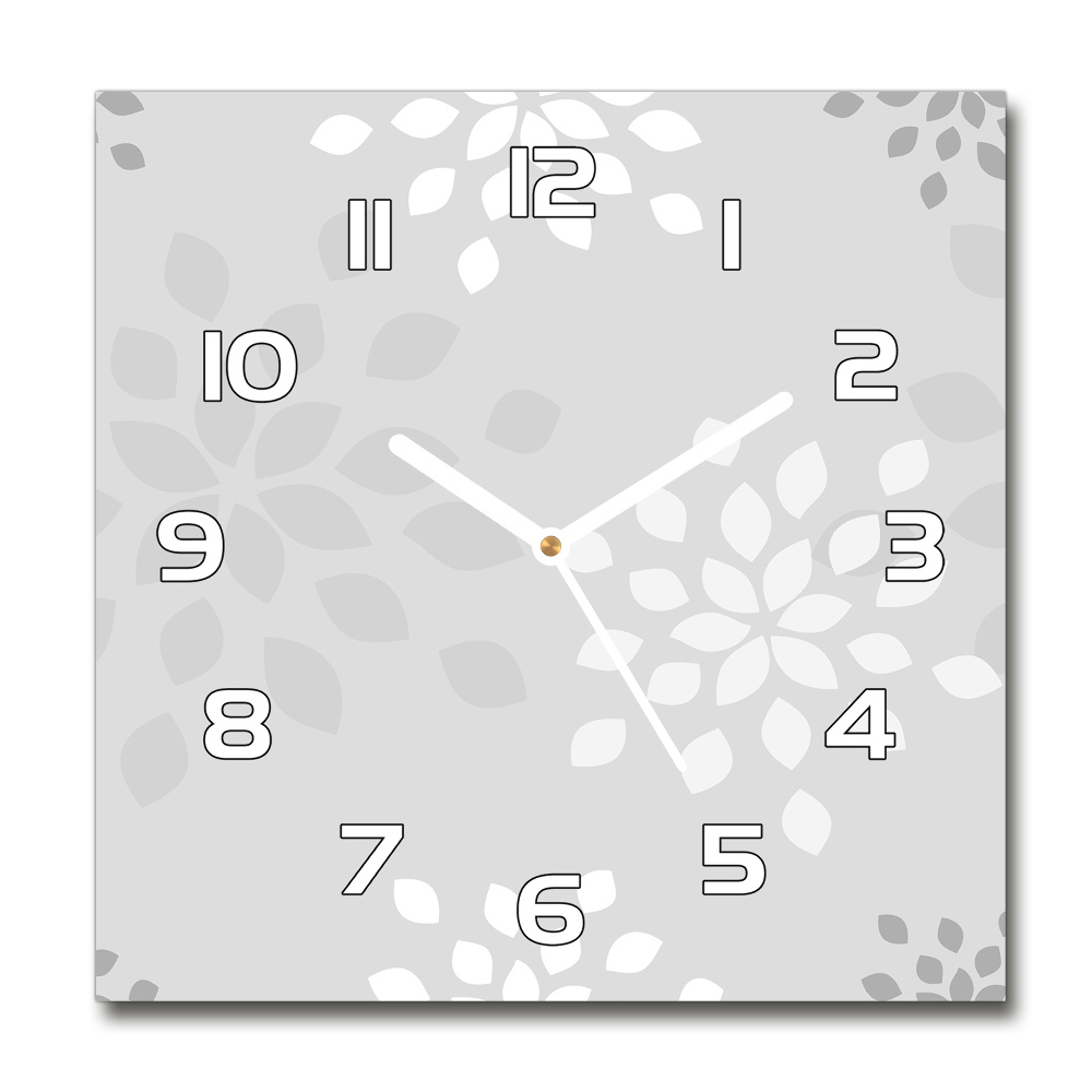 Square glass clock Floral pattern