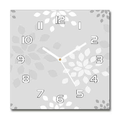 Square glass clock Floral pattern