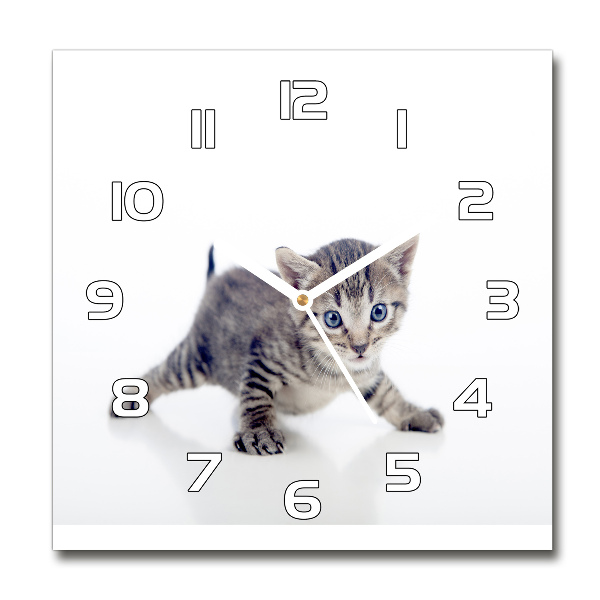 Square wall clock Small cat