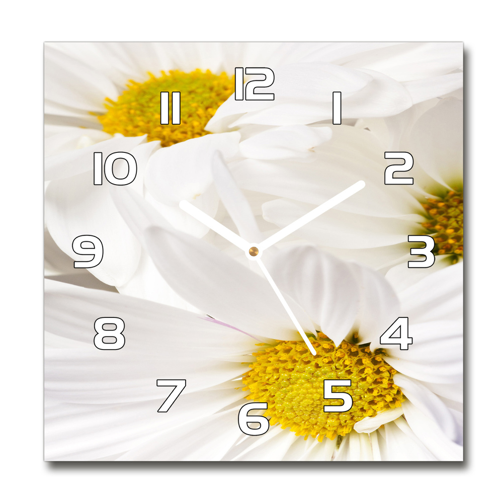 Square glass wall clock Daisy