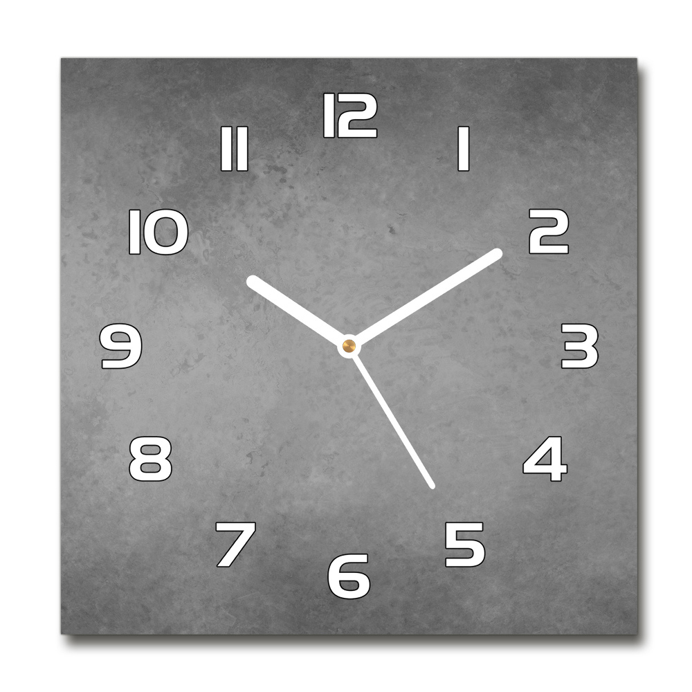 Square glass wall clock Concrete background