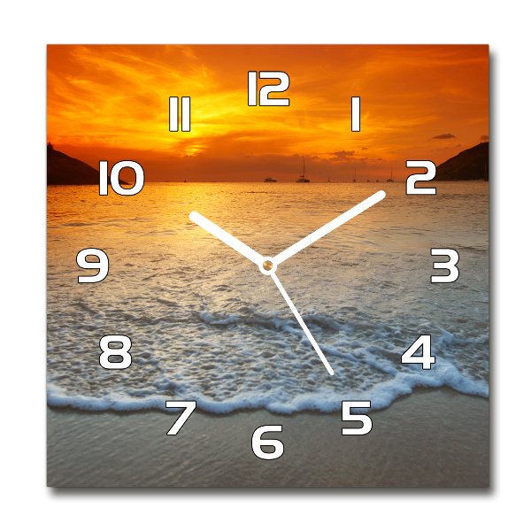 Square kitchen clock Sunset sea