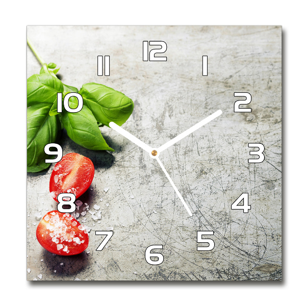 Square wall clock Tomatoes and basil