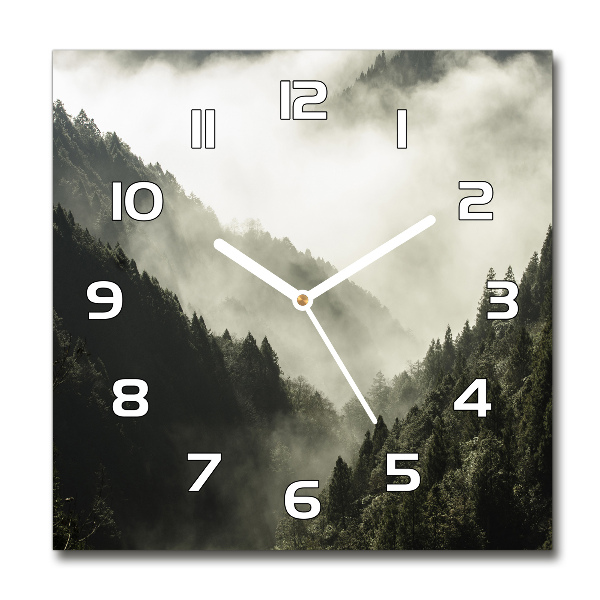 Square kitchen clock Fog over the forest