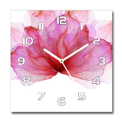 Square wall clock Pink flower