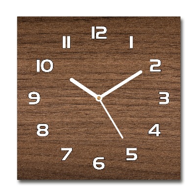 Square glass wall clock Wooden background